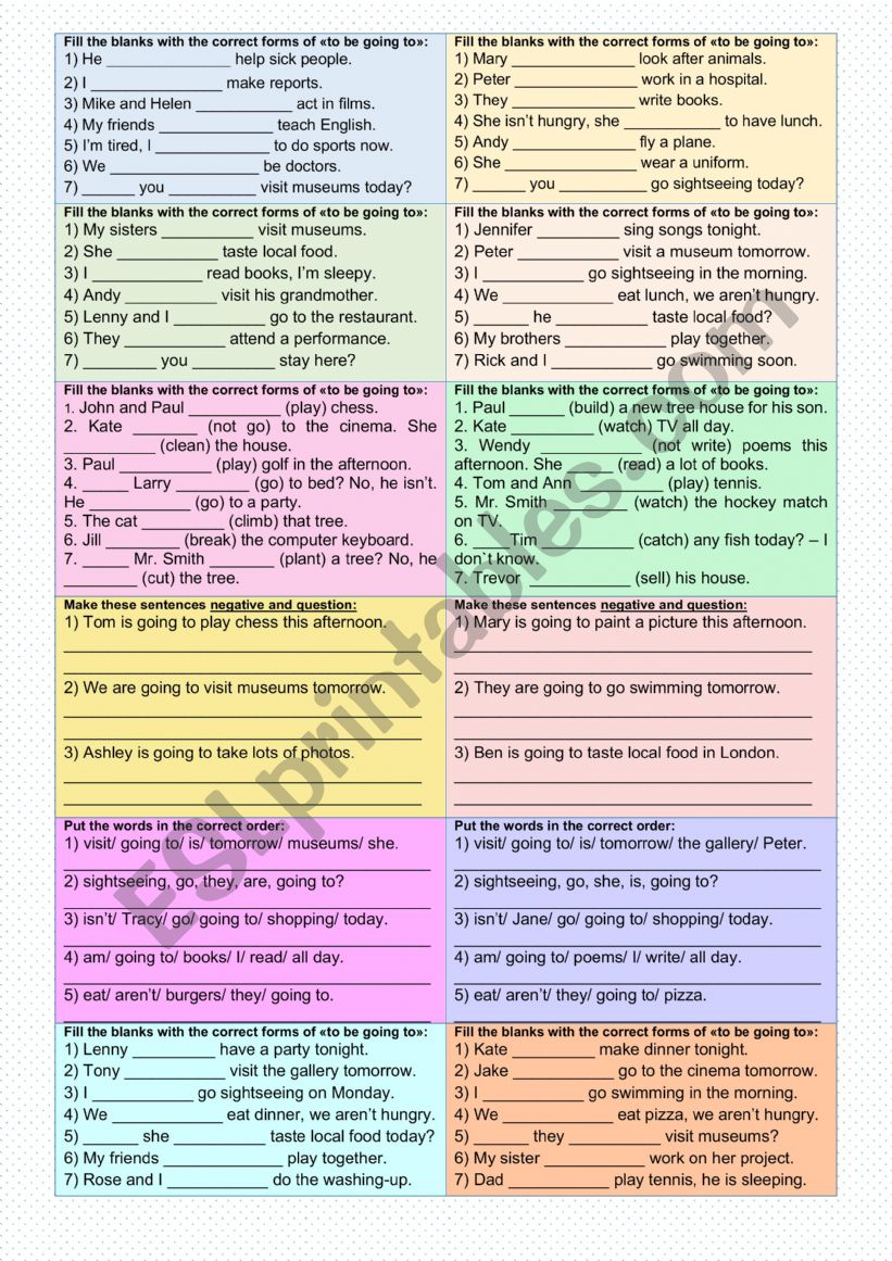 To be going to - Individual cards - ESL worksheet by madya2130