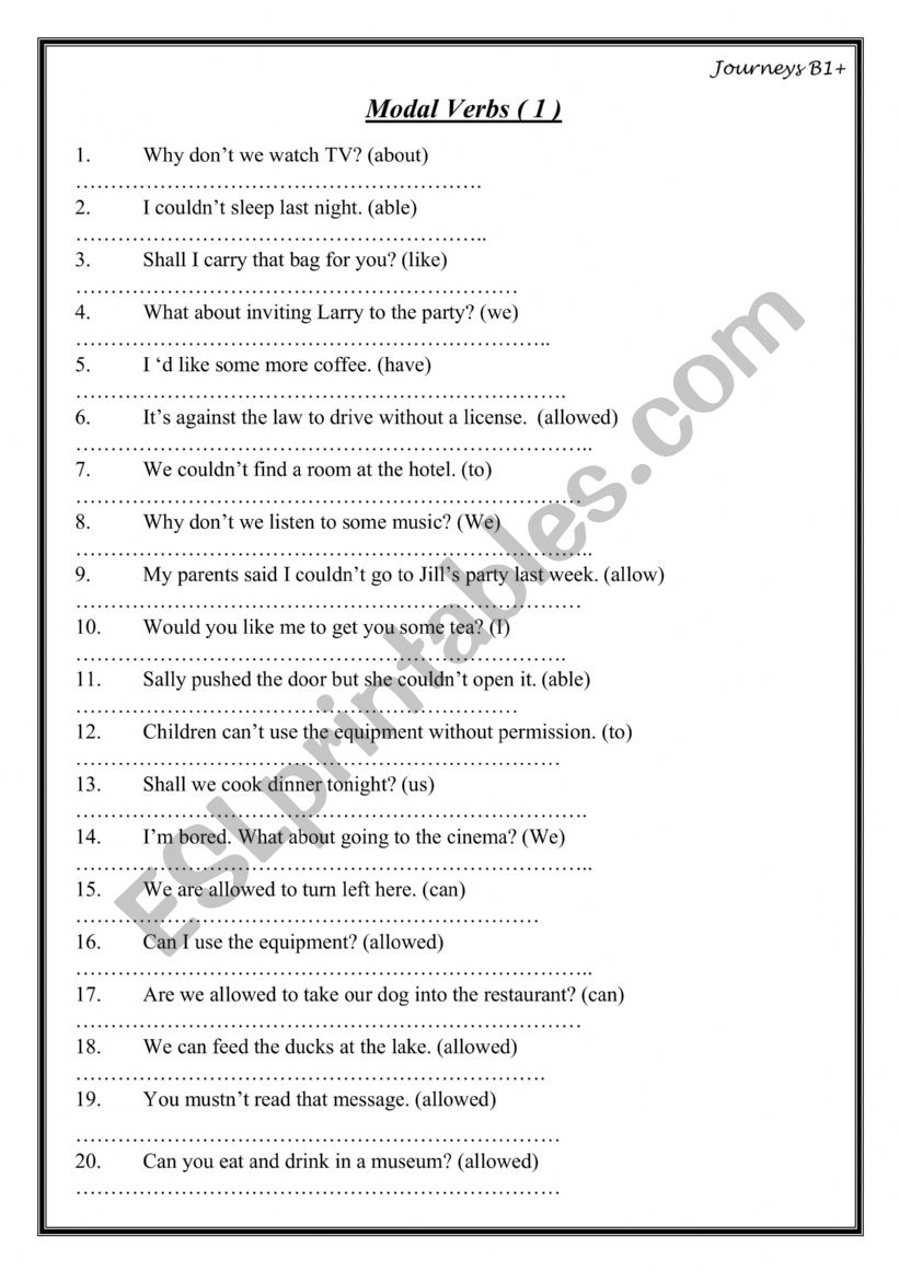 modal verbs worksheet