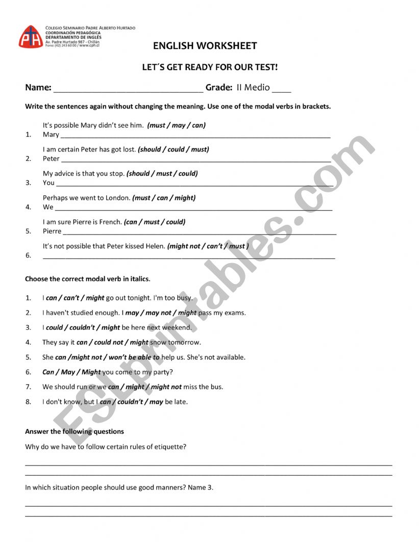 Rules of etiquette  worksheet