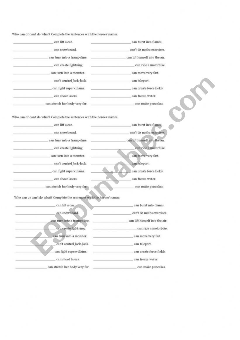 Incredibles 2 movie Worksheet worksheet