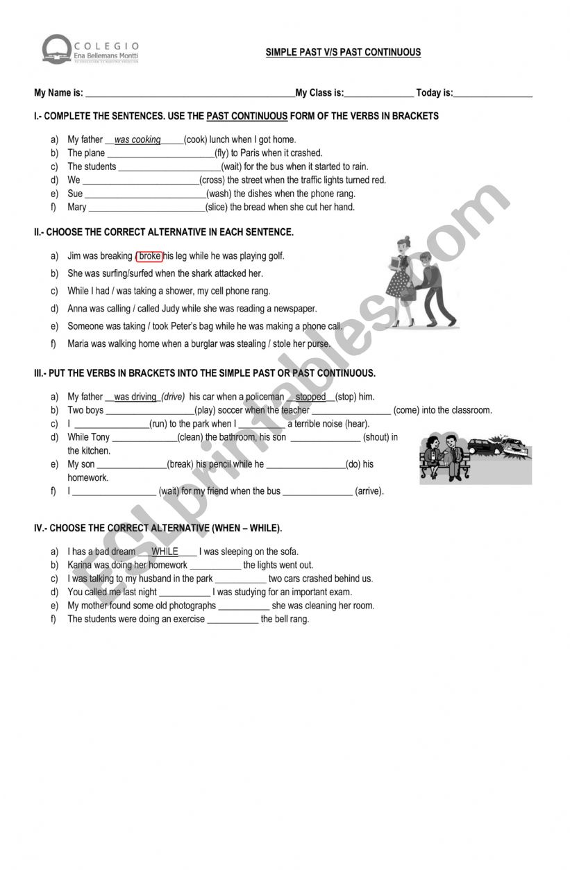 Simple past and past continuous