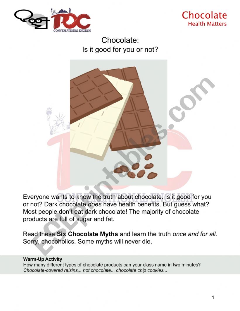 chocolate worksheet