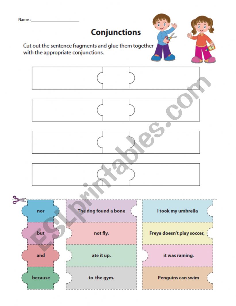 Conjuctions puzzle  worksheet