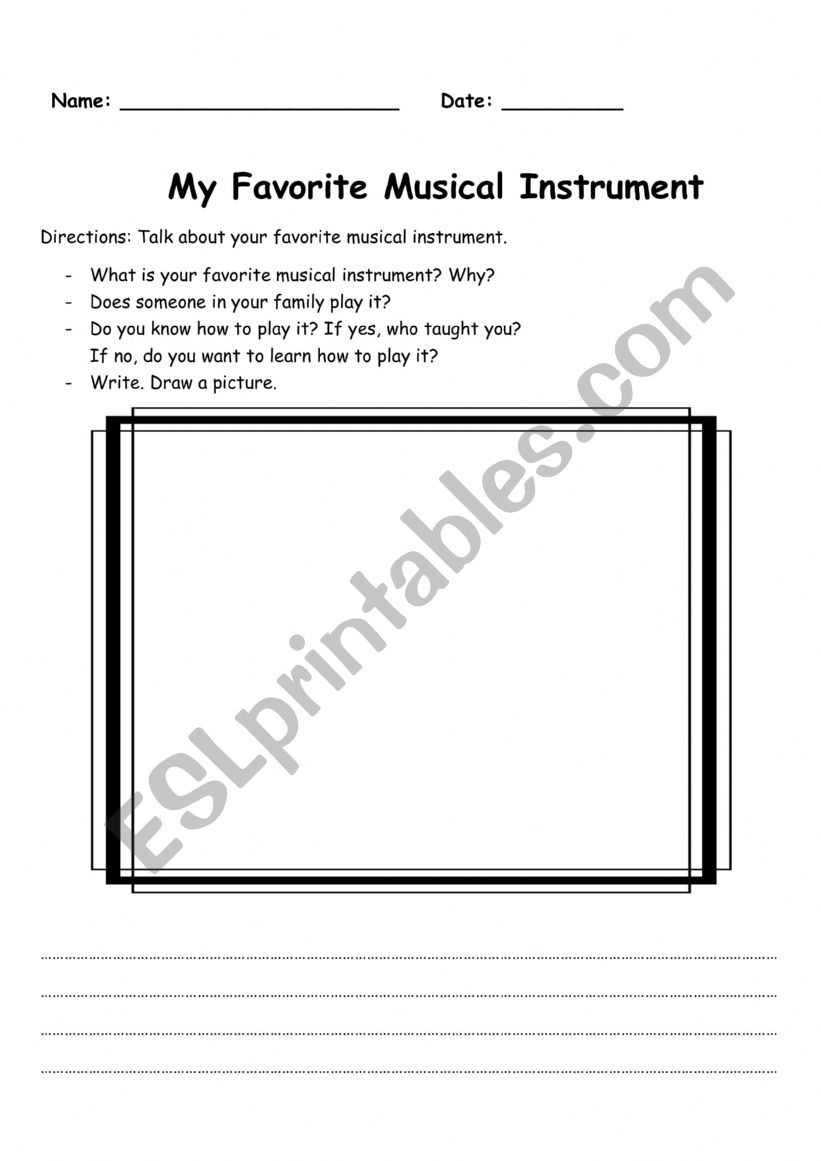 My Favorite Instrument worksheet