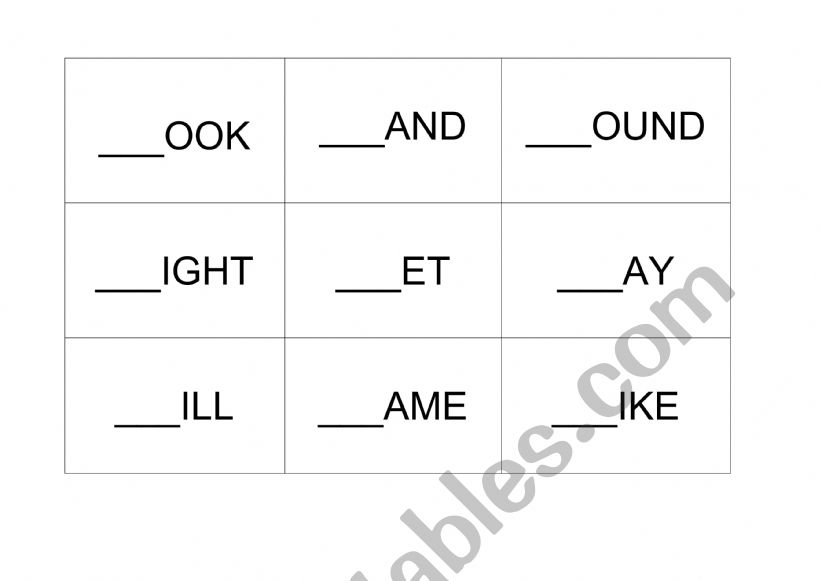 Make a word bingo. worksheet