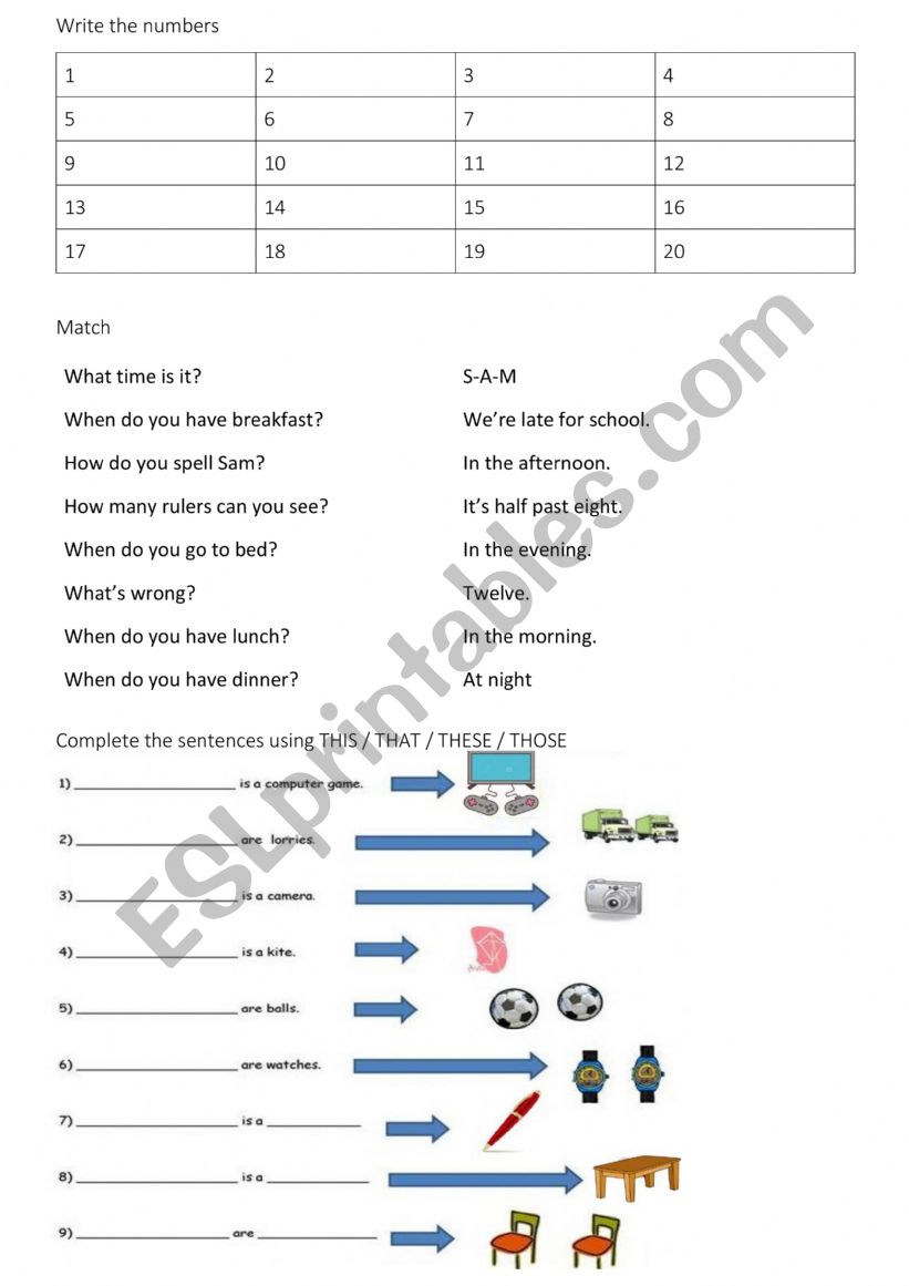 Revision unit 1 worksheet