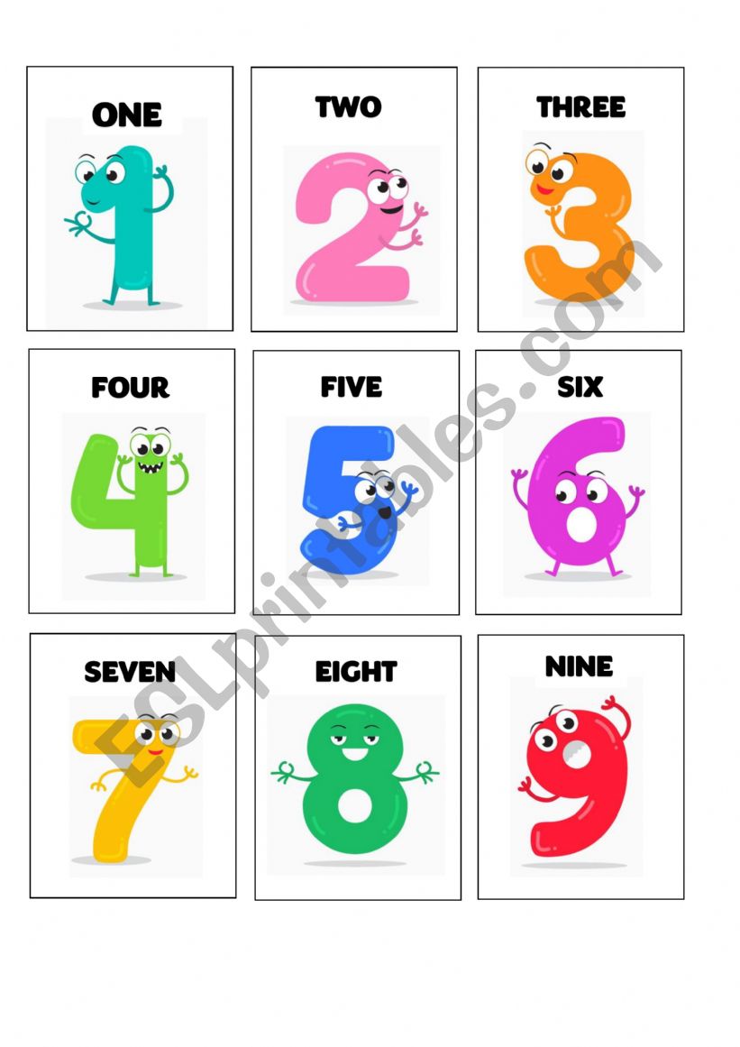 flashcards numbers worksheet