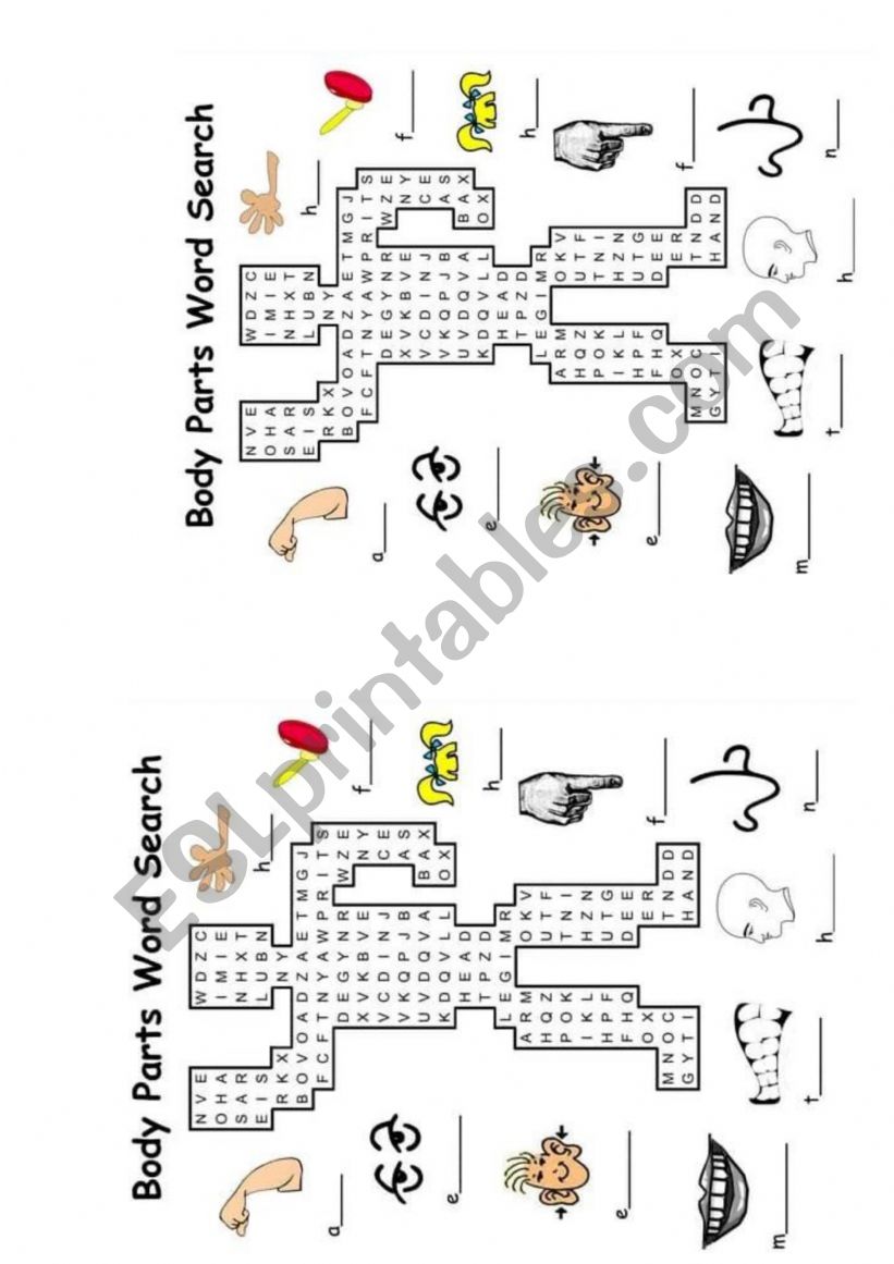 body parts and toys worksheet