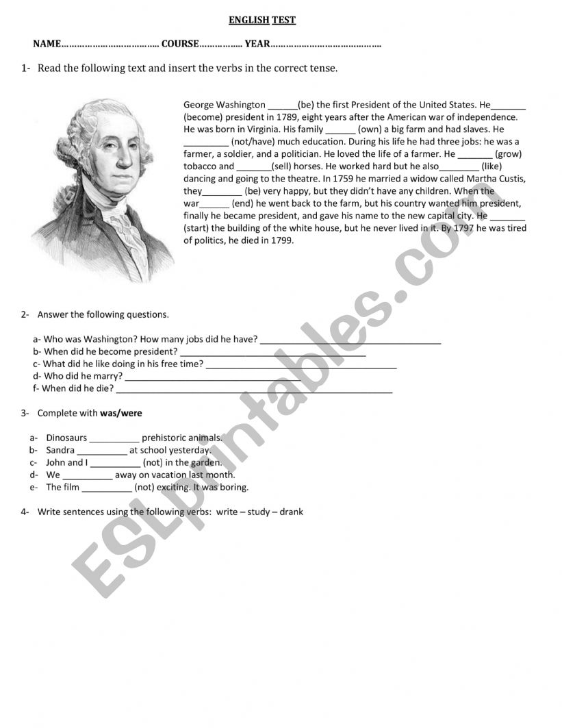 Past simple reading worksheet