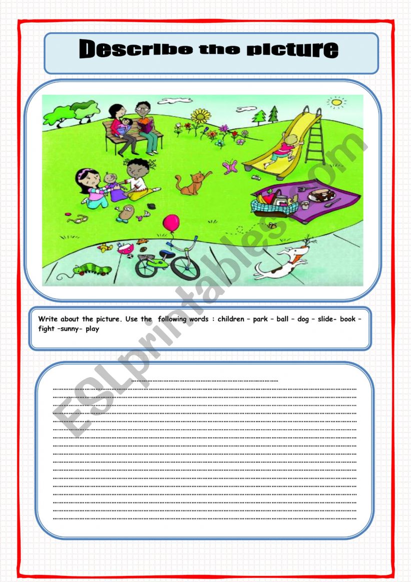 Describe the picture worksheet