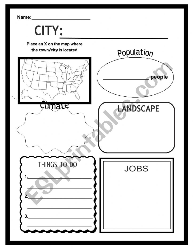 City research activity worksheet