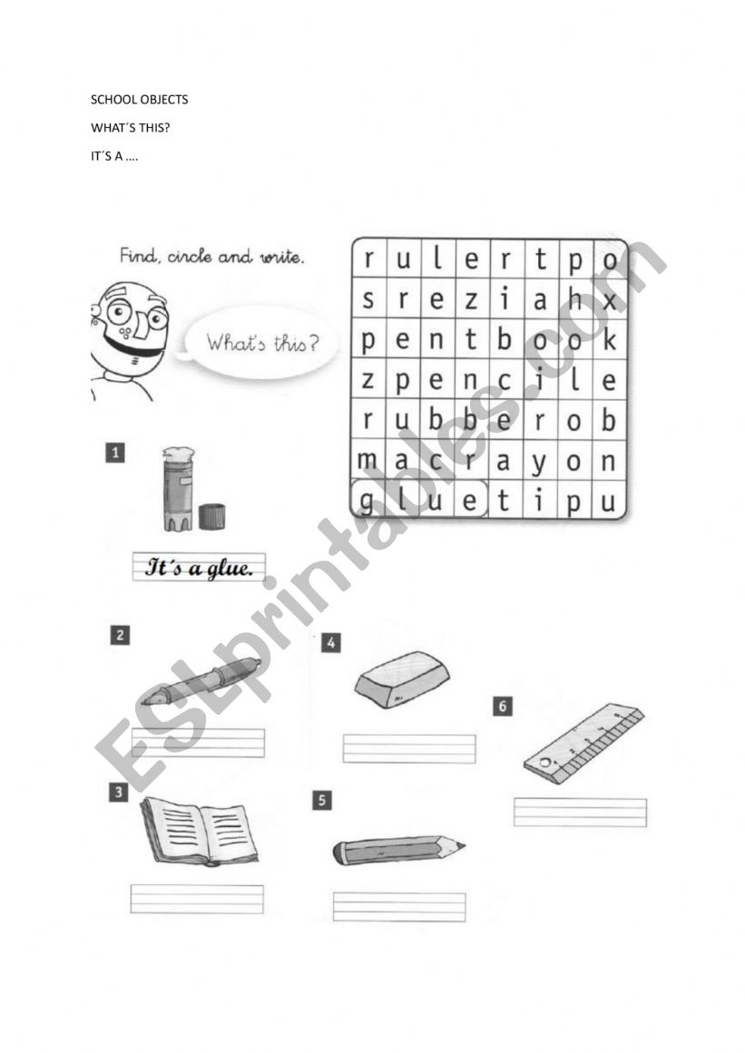 Scool Objects worksheet