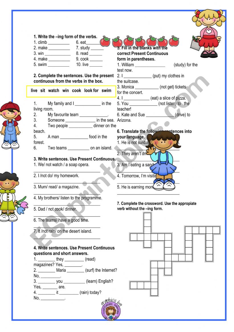 Present continuos  worksheet