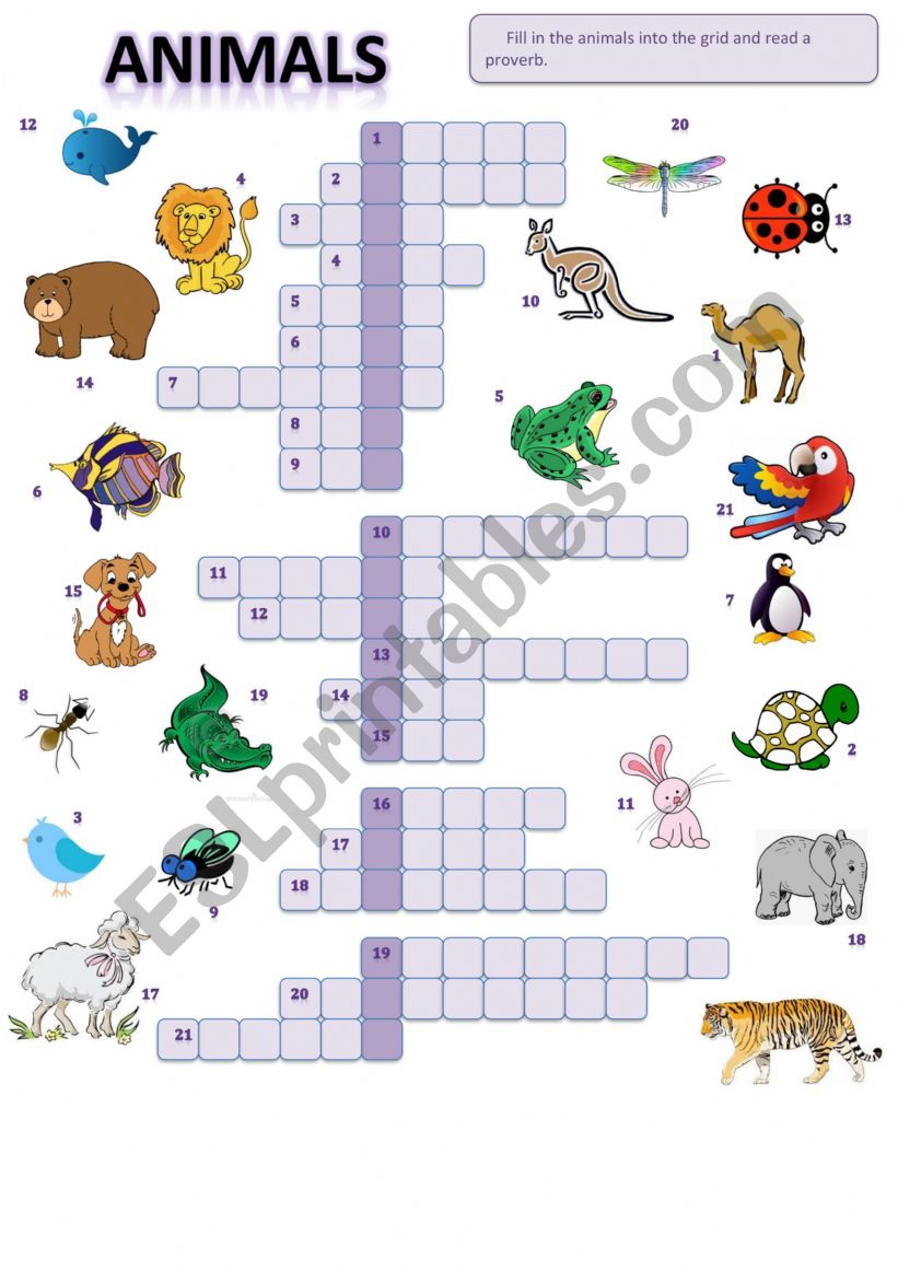 Animal Crossword worksheet