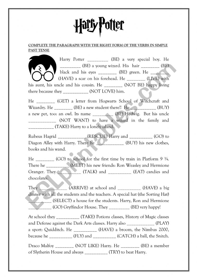 Simple Past with Harry Potter worksheet