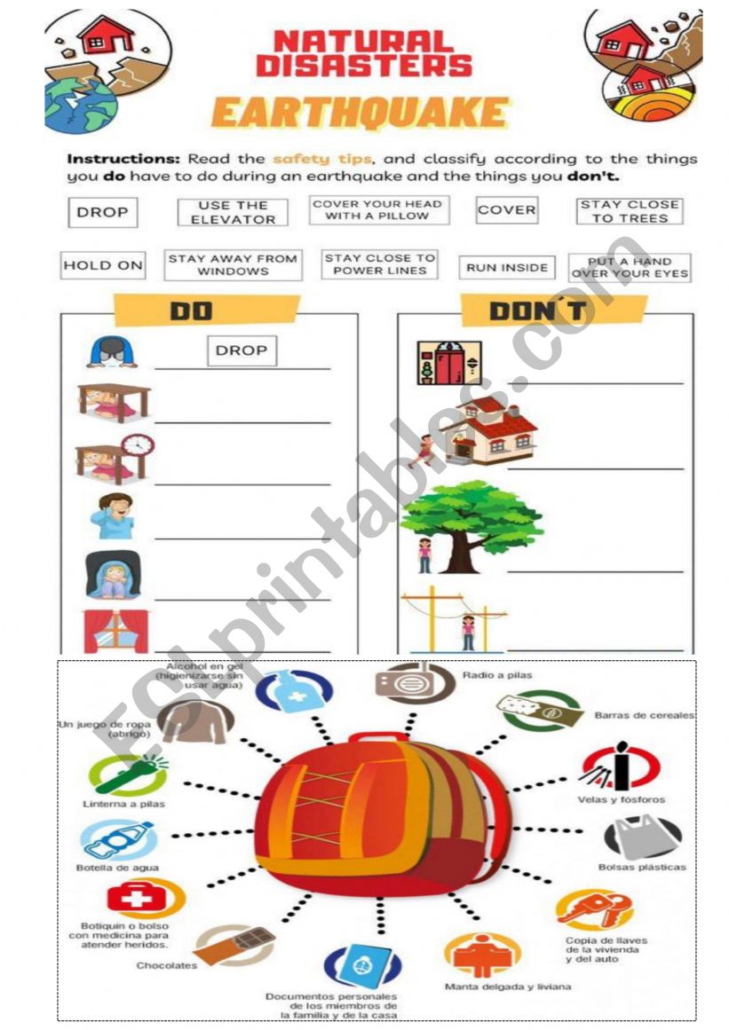 earthquake worksheet