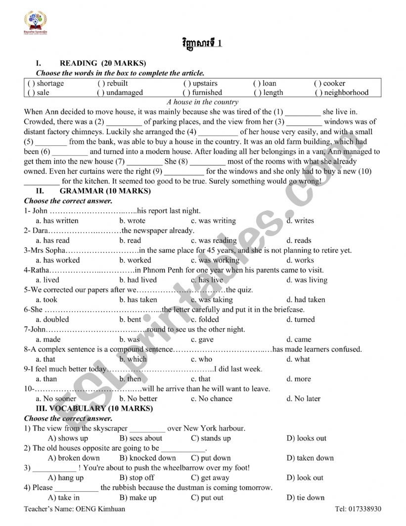 First Certificate Exam worksheet