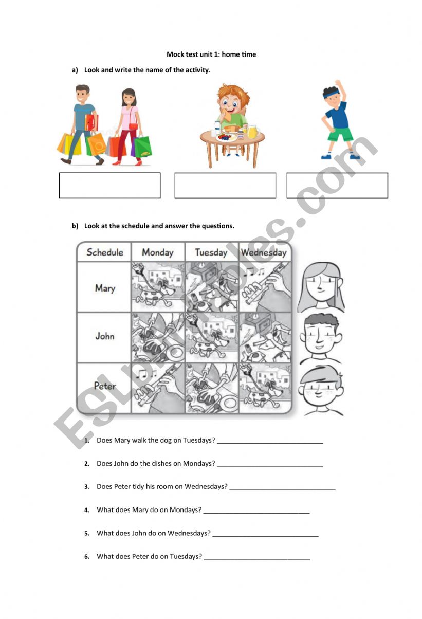 Routines and time worksheet