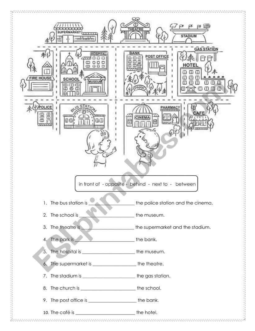 Prespositions of place  worksheet