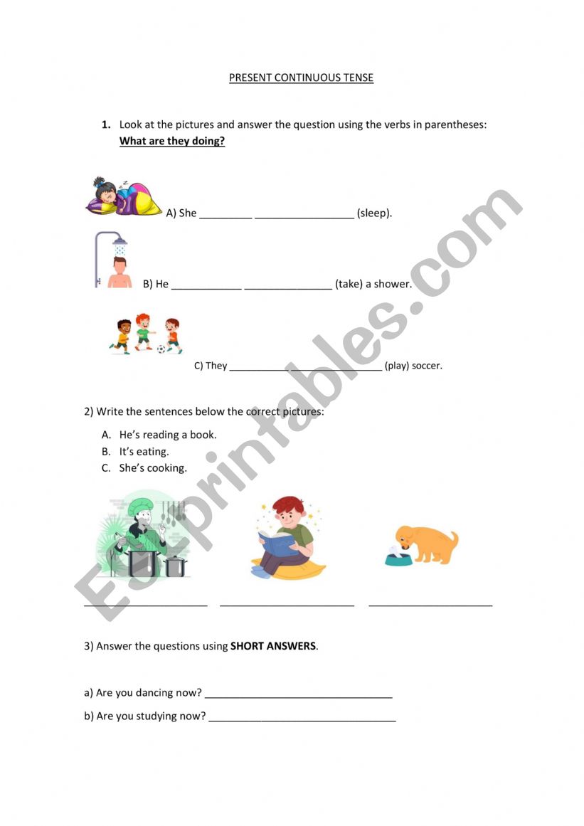 Present Continuous Tense - exercises