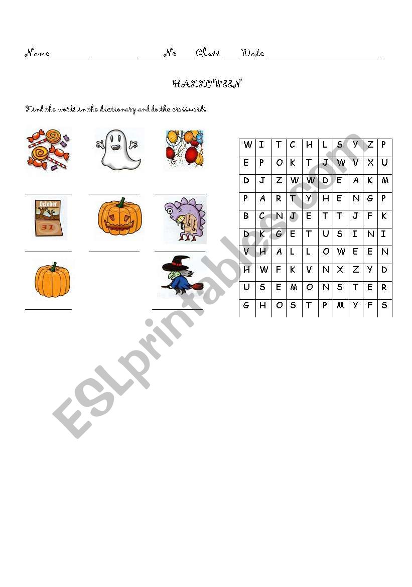 Halloween worksheet