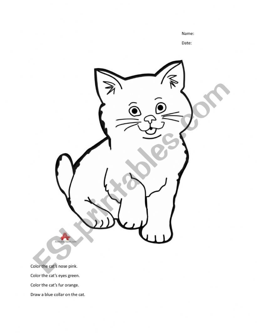 Cat coloring worksheet