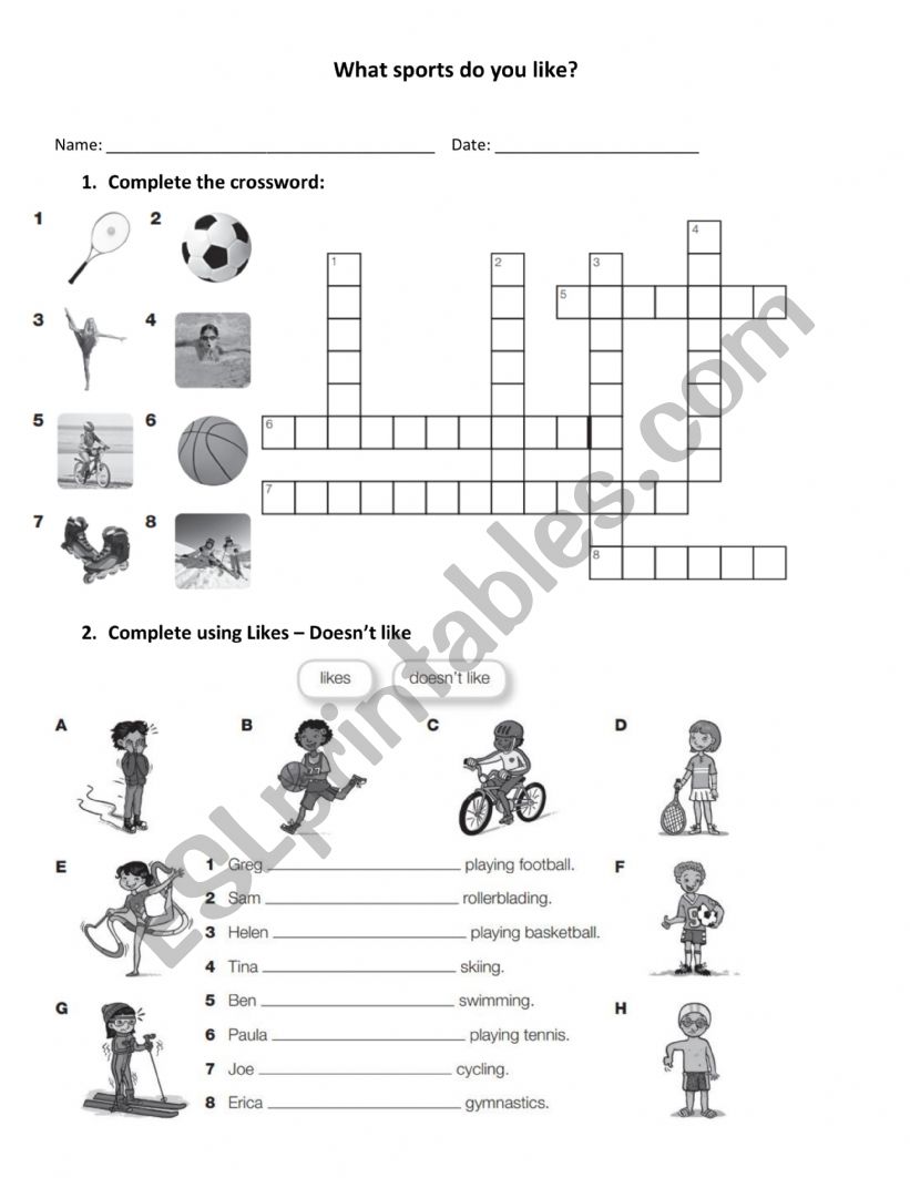 sports vocabulary worksheet