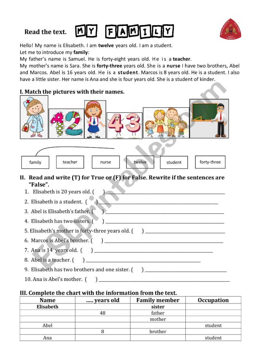 family worksheet