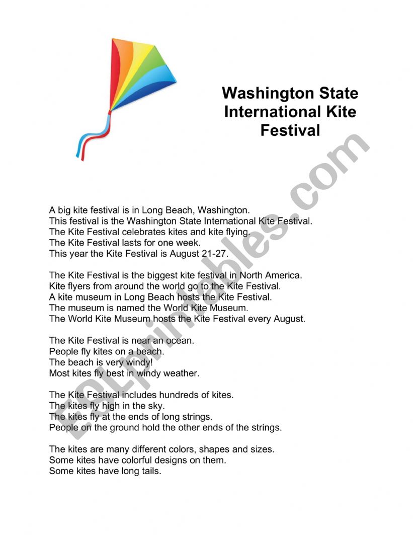 Festival of Kites worksheet