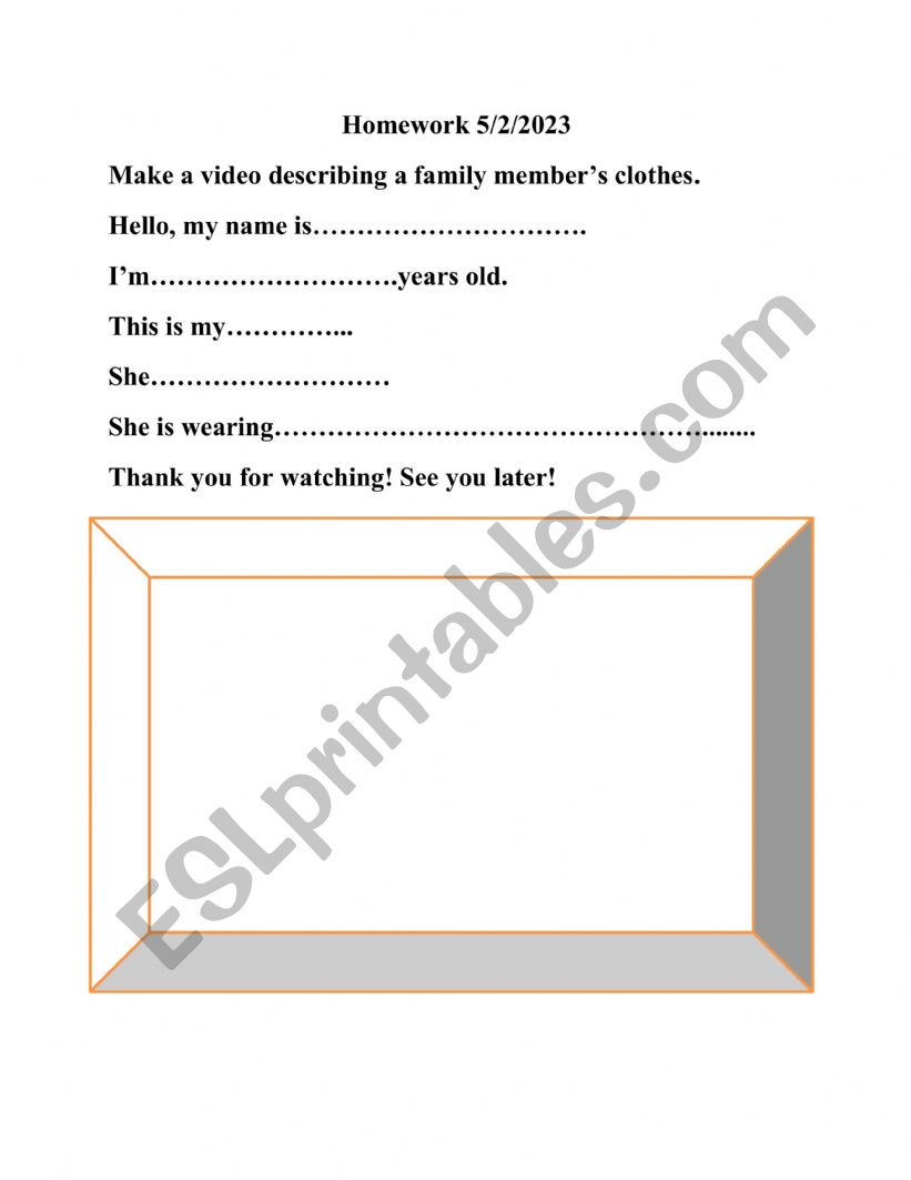 Speaking-Favorite clothes worksheet