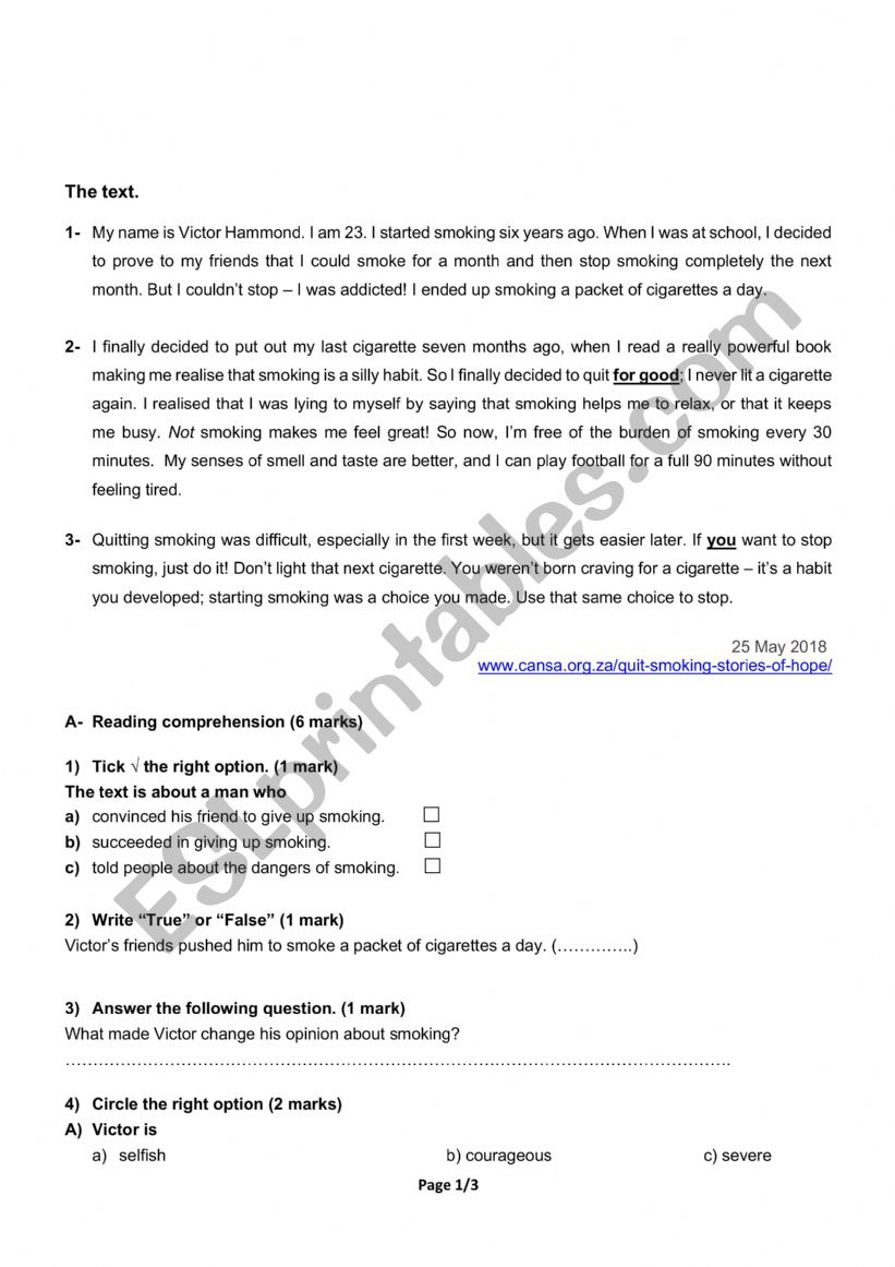 full term test N2 worksheet