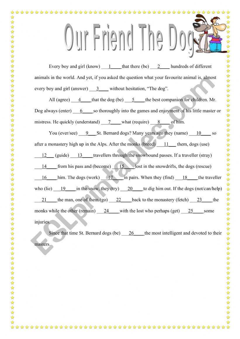 our friend the dog worksheet