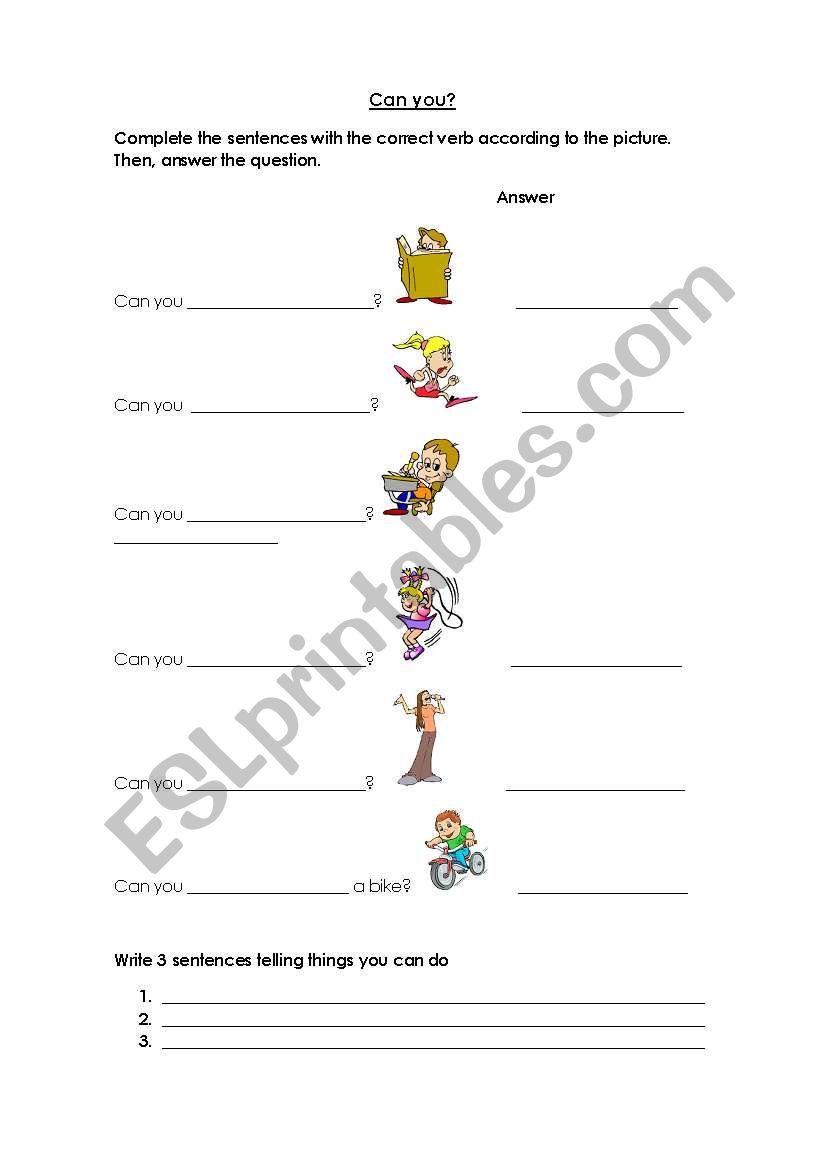 Can you...? worksheet