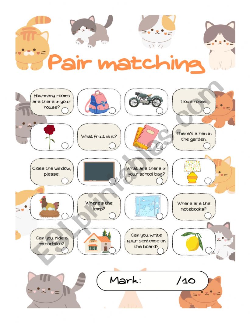 Pair matching 1 worksheet