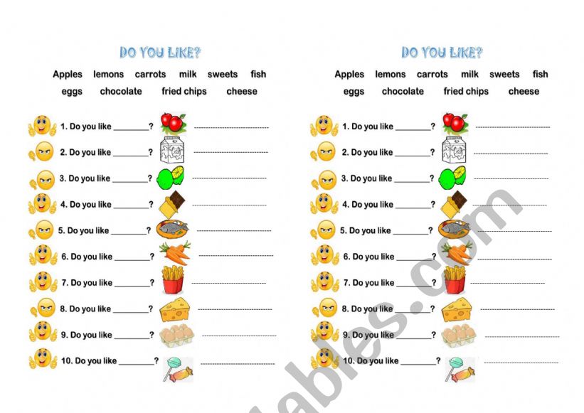 DO YOU LIKE ? worksheet