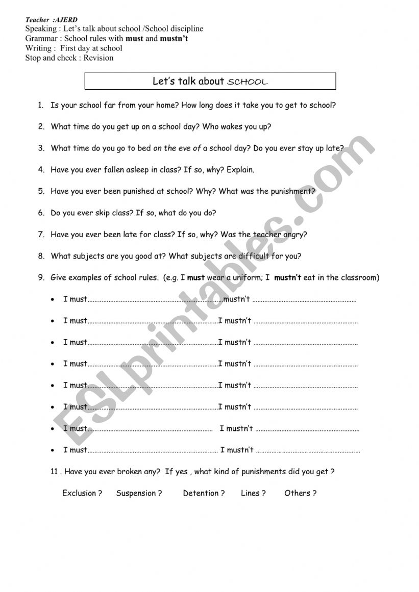 school-rules-esl-worksheet-by-ajerd