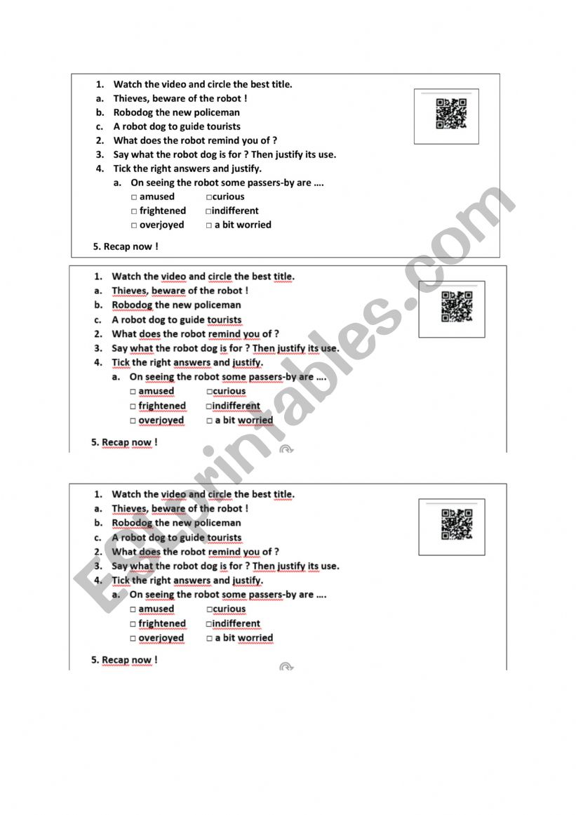 Under surveillance  worksheet