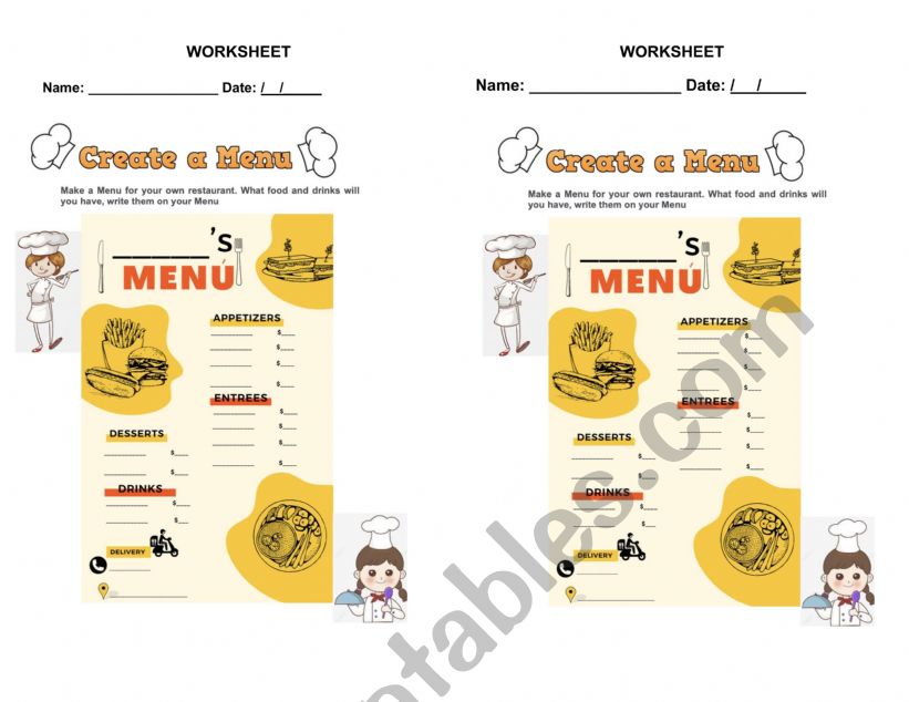 Create a Menu worksheet