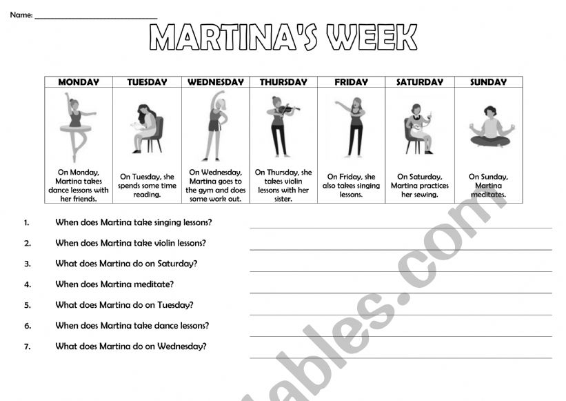 MARTINA�S WEEK worksheet