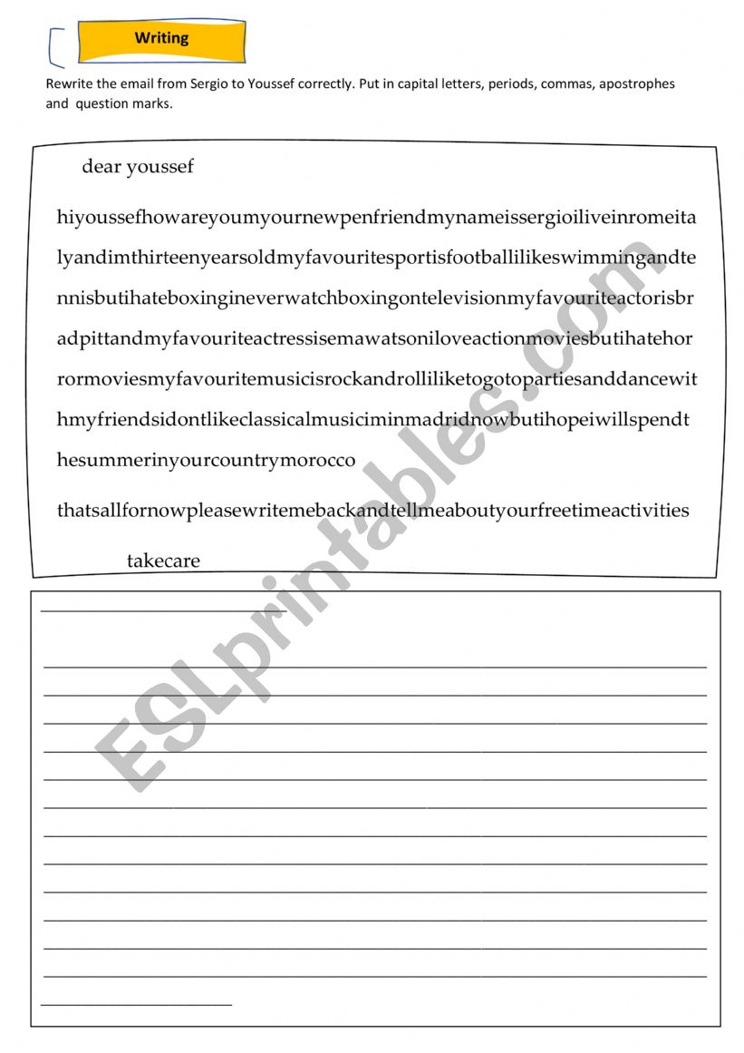 Punctuation Practice worksheet