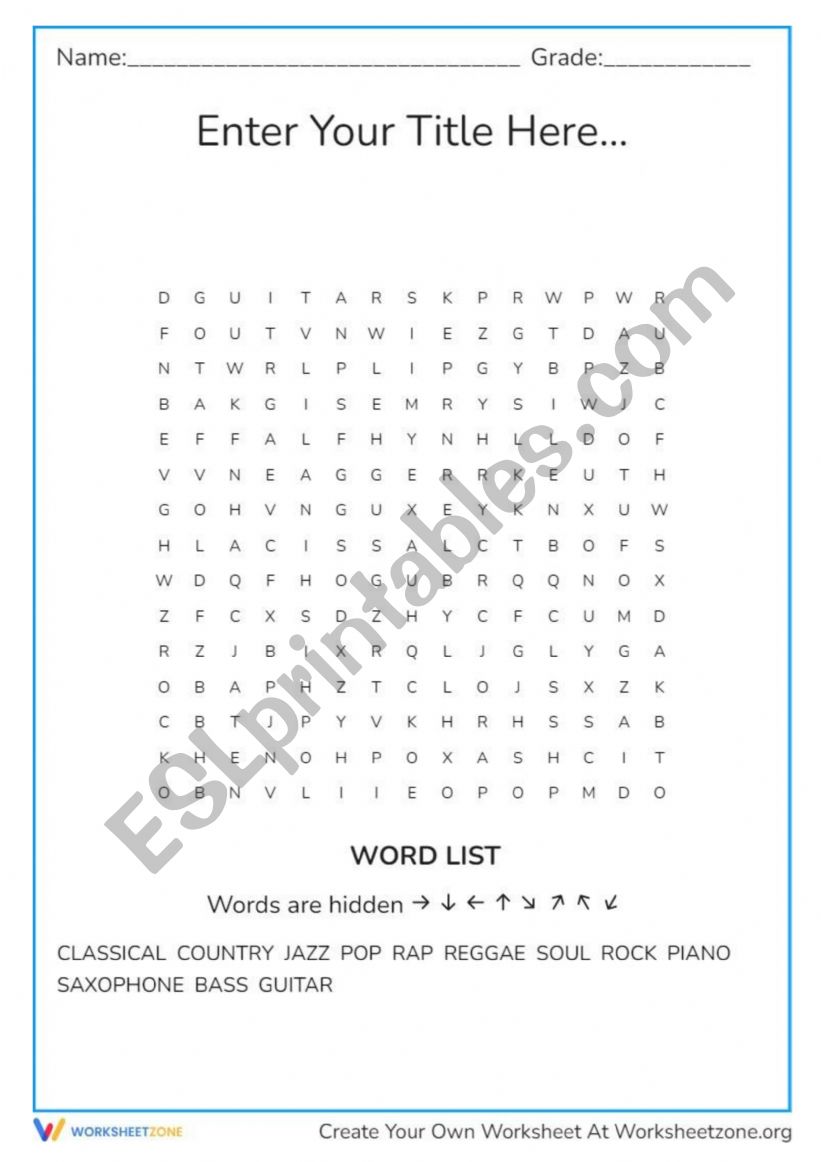 music worksheet