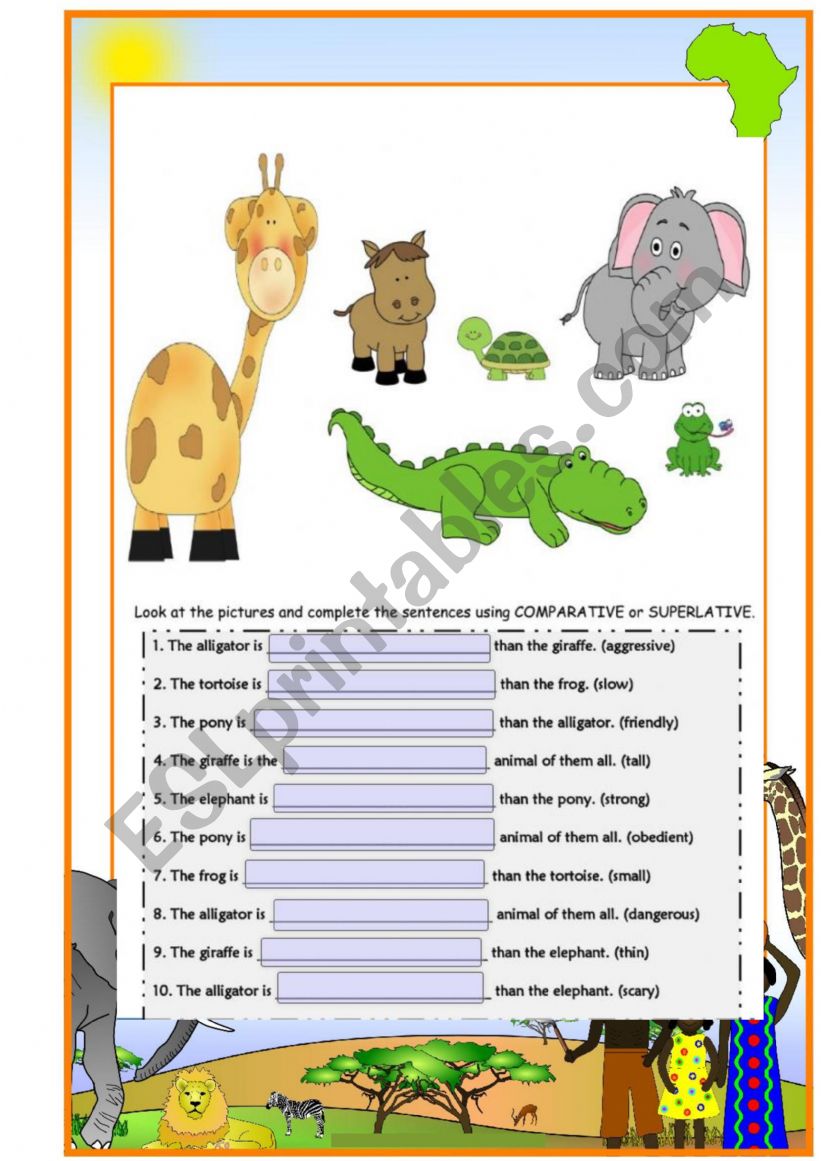 ADjectives template worksheet