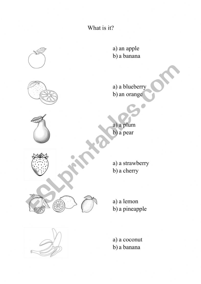 Fruit names worksheet