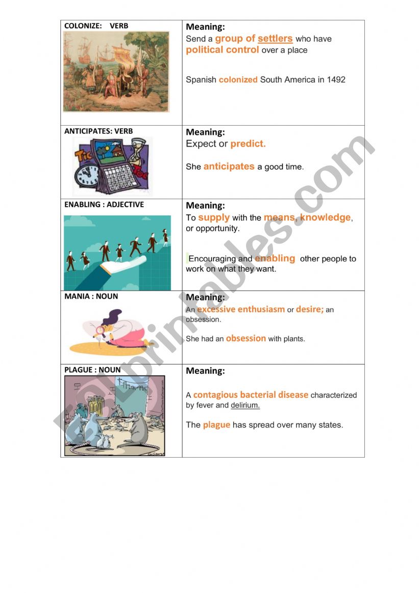 Vocabulary worksheet