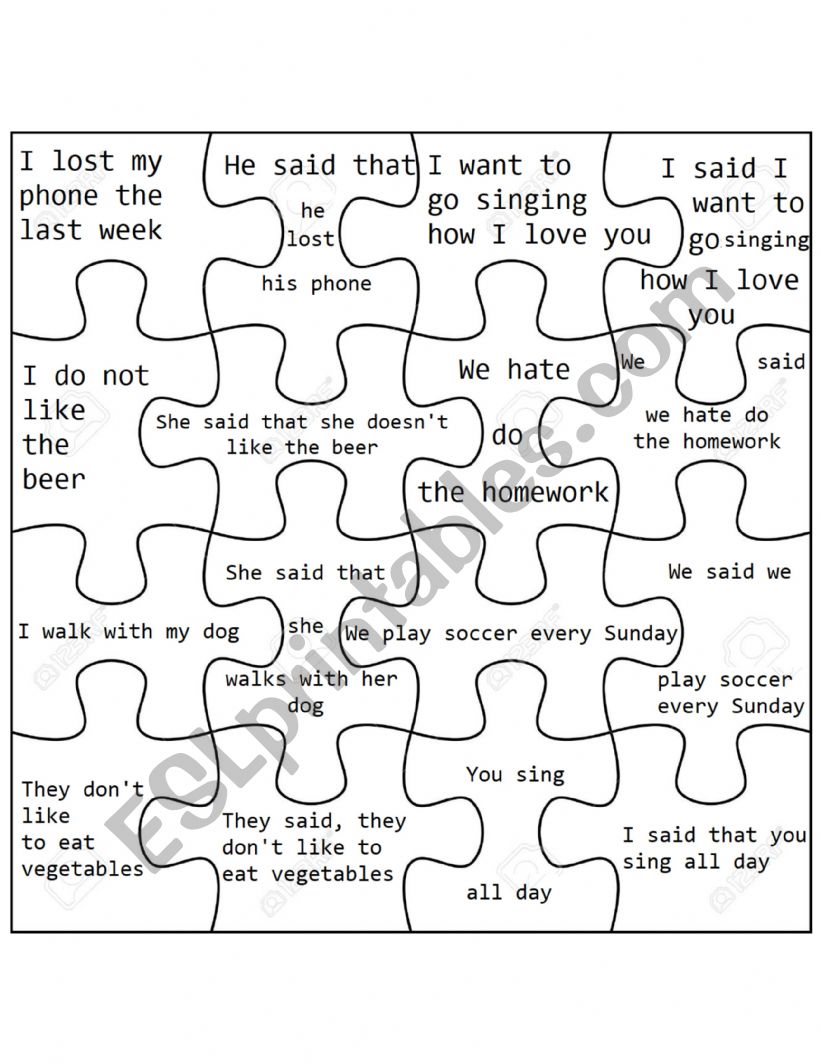 Activity Card Reported Speech Puzzle