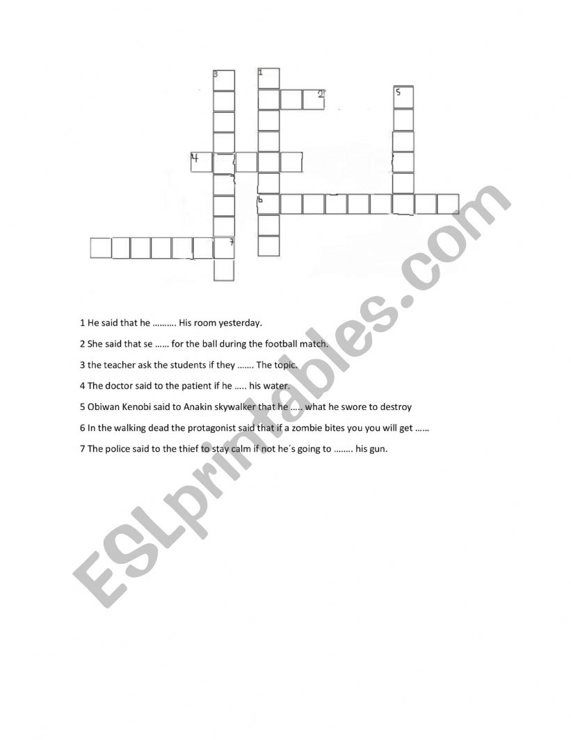 CROSSWORD VERBS IN PAST worksheet