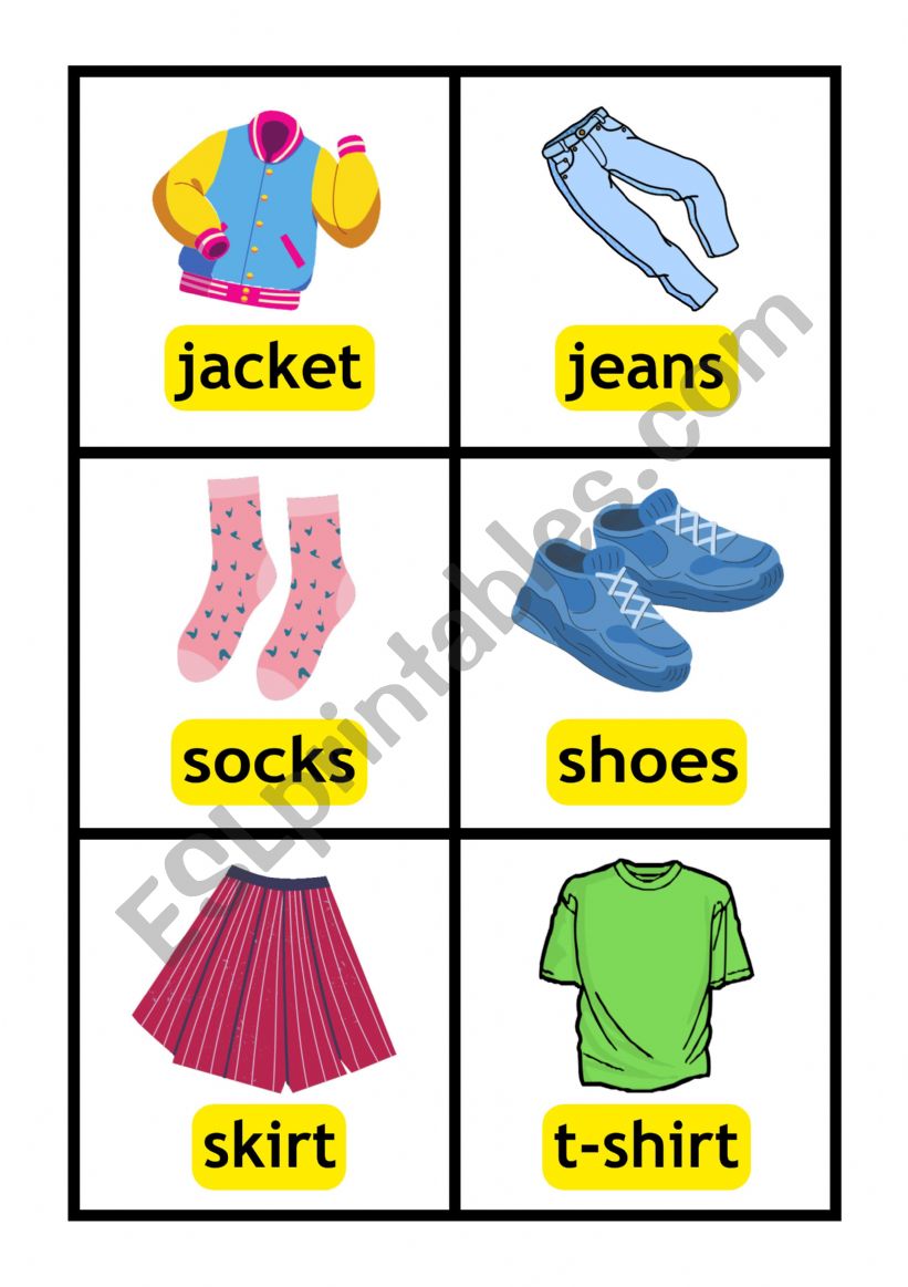 memory game - clothes worksheet