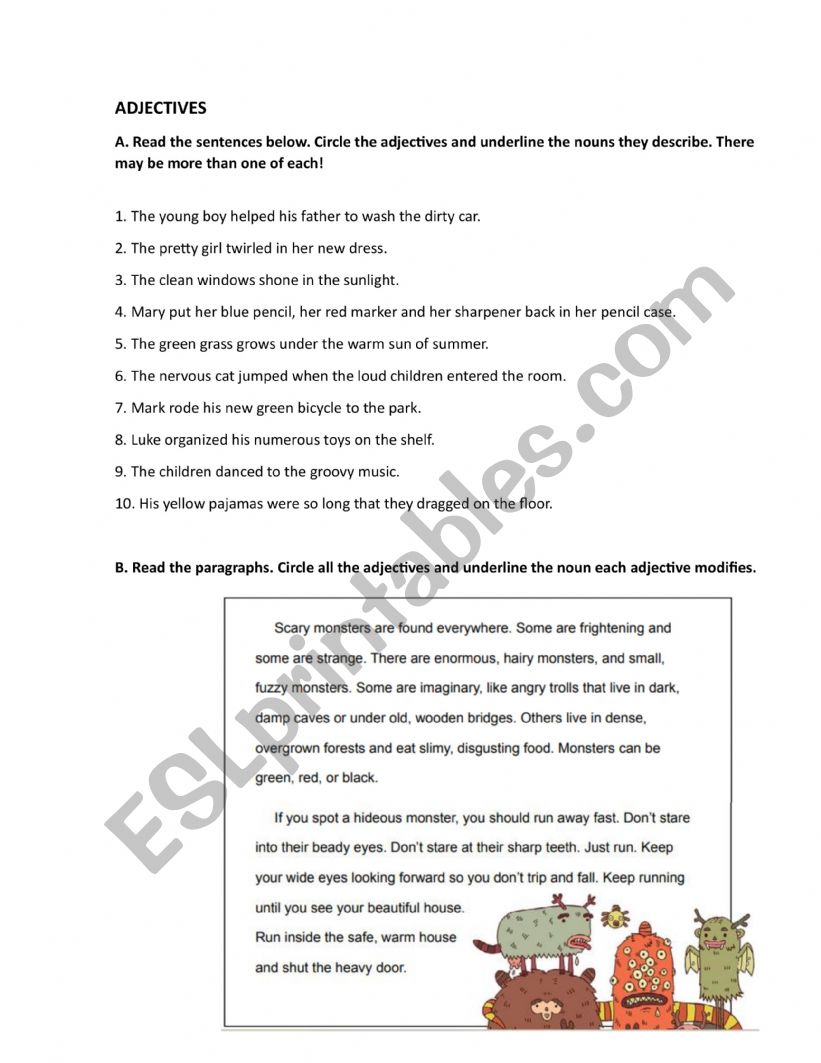 Identifying Adjectives worksheet