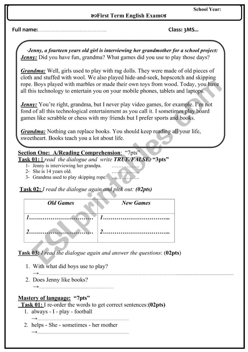 3MS Exam 1 worksheet