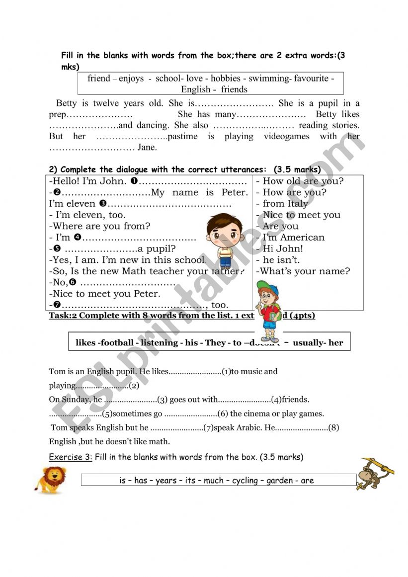 7th form language tasks worksheet